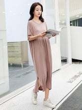 Loose Solid Short Sleeve Casual V-Neck Pajamas